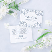 Carte De Remerciements Bleu français chinoiserie florale fête prénuptiale