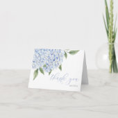 Carte De Remerciements Bleu Hydrangea Aquarelle Fleurs Script (Devant)