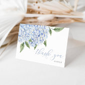Carte De Remerciements Bleu Hydrangea Aquarelle Fleurs Script