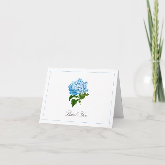 Carte De Remerciements Bleu Hydrangea Bloom Traditionnel (Devant)