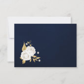 Carte De Remerciements bleu marine floral or blanc (Dos)
