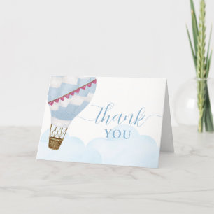 Carte De Remerciements Bleu minimaliste Boho Hot Air Baby shower