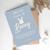 Carte De Remerciements Bleu moderne Cute Script Bunny Baby shower