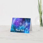 Carte De Remerciements Bleu moderne Galaxy Bat Bar Mitzvah Plier<br><div class="desc">Créez votre propre bar de chauve-souris cool mitzvah merci cartes sur un modèle unique, bleu et violet de galaxie do-it-yourself thème. Ce design d'univers présente l'art de la nébuleuse aquarelle de Raphaela Wilson dans un ciel nocturne foncé, éclatant d'étoiles. L'Etoile juive de David et la spirale spatiale sont optionnels, et...</div>