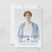 Carte De Remerciements Bleu Moderne Typographie Simple Diplôme Photo (Devant)