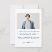 Carte De Remerciements Bleu Moderne Typographie Simple Diplôme Photo (Dos)