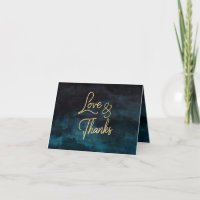 Bleu Nuit Aquarelle & Remerciements de Mariage en