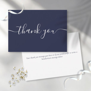 Carte De Remerciements Bleu Nuit Simple Moderne Élégant Script