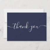 Carte De Remerciements Bleu Nuit Simple Moderne Élégant Script (Devant)