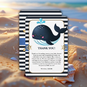 Carte De Remerciements Bleu océanique sous la mer Baby shower de baleines