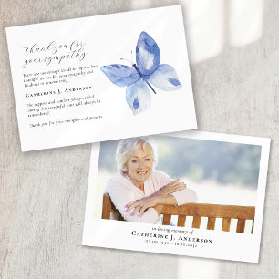 Carte De Remerciements Bleu Papillon photo Sympathy Funeral Memorial