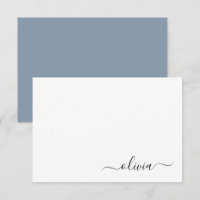 Bleu Poussière Minimaliste Moderne Monogramme Élég