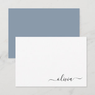 Carte De Remerciements Bleu Poussière Minimaliste Moderne Monogramme Élég