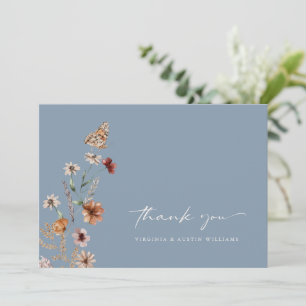 Carte De Remerciements Bleu Poussiéreux Boho