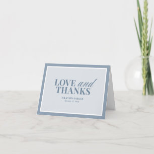 Carte De Remerciements Bleu Poussiéreux Élégant   Mariage Luxe Classique