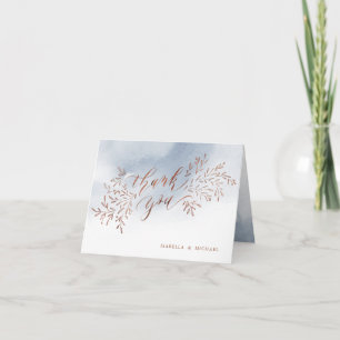 Carte De Remerciements Bleu poussiéreux floral rustique calligraphie merc