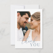 Carte De Remerciements Bleu Poussiéreux Mariage Moderne Élégant Photo Rem (Devant)