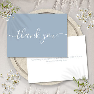 Carte De Remerciements Bleu Poussiéreux Simple Moderne Élégant Script