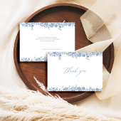 Carte De Remerciements Bleu Poussiéreux Toile Roses Françaises Mariage Cl