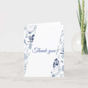 Carte De Remerciements Bleu Romantique Plié Vintage