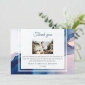 Carte De Remerciements ~ Bleu rose AR17 Aquarelle Elégant Mariage tendanc (Debout devant)