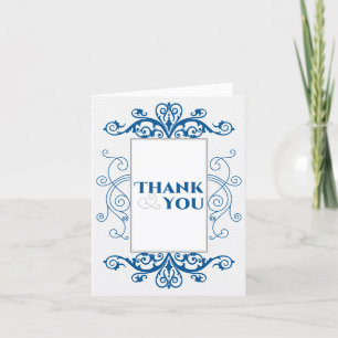 Carte De Remerciements Bleu Royal Tourbillons Vintage Mariage Remerciemen