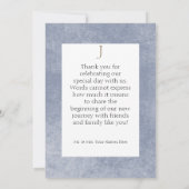 Carte De Remerciements Bleu rustique et rouille orange brûlée Monogramme (Dos)