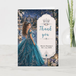 Carte De Remerciements Bleu sarcelle Sweet 16 Princesse Jardin