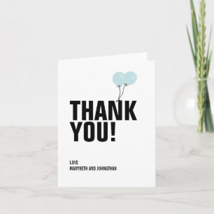 Carte de remerciements bleu simple de baby shower