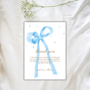 Carte De Remerciements Bleu simple Polka Baby shower de point