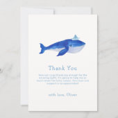Carte De Remerciements Bleu Simple Sous Le Baby shower Des Baleines (Devant)