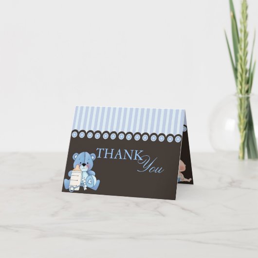 Carte de remerciements bleu Teddy Bear (Devant)