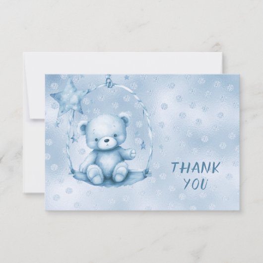 Carte de remerciements bleu Teddy Bear (Devant)