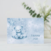Carte de remerciements bleu Teddy Bear (Debout devant)