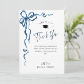 Carte De Remerciements Bleu tendance coquette de la bow (Debout devant)