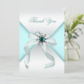 Carte de remerciements bleu Turquoise blanc (Debout devant)