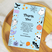 Carte De Remerciements Bleu Un Petit Boo Cute Ghost Baby shower Halloween