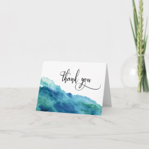 Carte De Remerciements Bleu Vert Aqua Aquarelle Mariage Remerciements 2