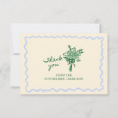 Carte De Remerciements Bleu Vert Fantaisiste Écrit à la main (Devant)