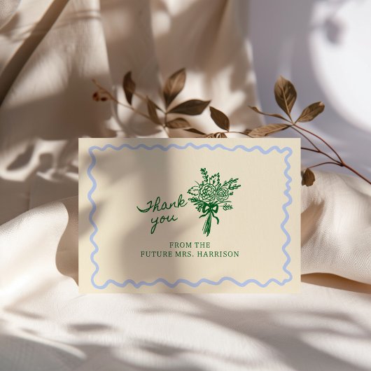 Carte De Remerciements Bleu Vert Fantaisiste Écrit à la main