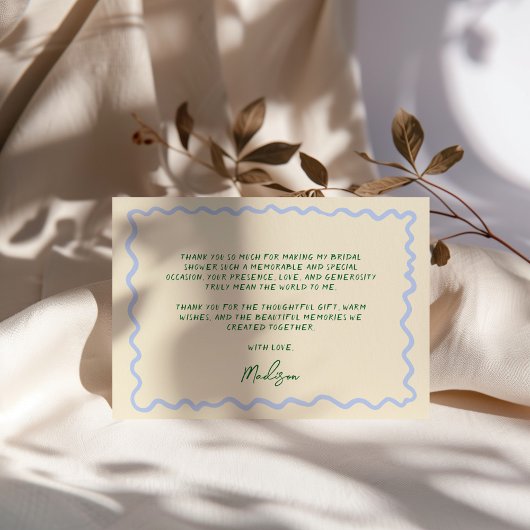 Carte De Remerciements Bleu Vert Fantaisiste Manuscrit