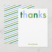 Carte De Remerciements Bleu & Vert Remerciement Moderne Simple (Devant / Derrière)