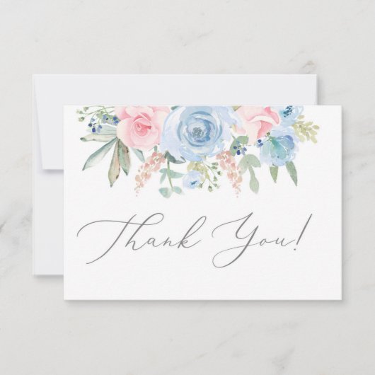 Carte de remerciements bleue et brune (Devant)