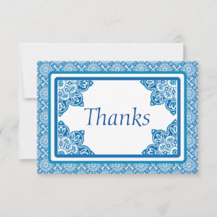 Carte de remerciements bleue, turquoise et blanche