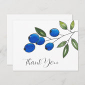 Carte De Remerciements Bleuets à main 2 (Devant / Derrière)