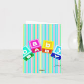 CARTE DE REMERCIEMENTS BLOCS DE BÉBÉ DE LA STRIPE AQUA (Dos)