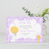 Carte De Remerciements Blonde Boy Première Communion Damask (Debout devant)