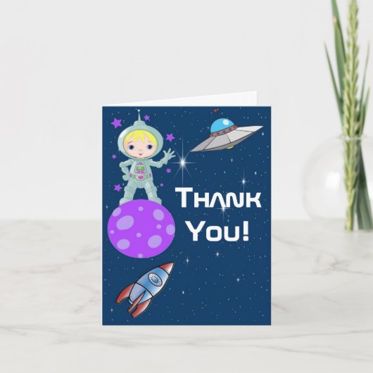 Carte De Remerciements Blonde Girl Astronaut Thank You Note (Devant)