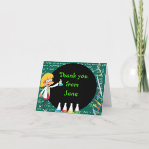 Carte De Remerciements Blonde Girl Mad Scientist Thank You Note