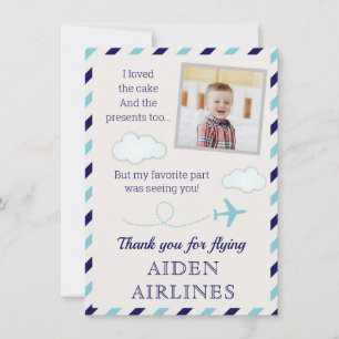 Carte De Remerciements Blue Airline Baby Boy 1er anniversaire